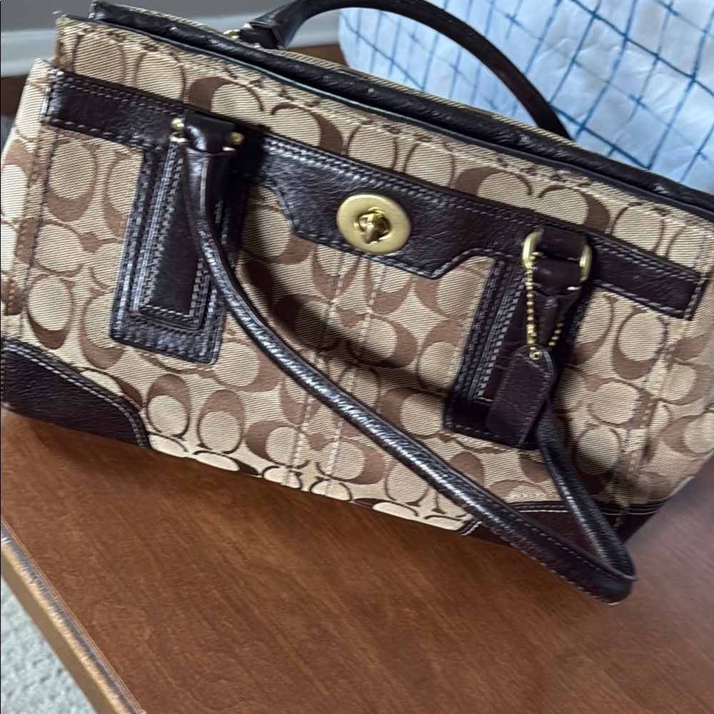 Coach Brown Satchel with Signature Monogram